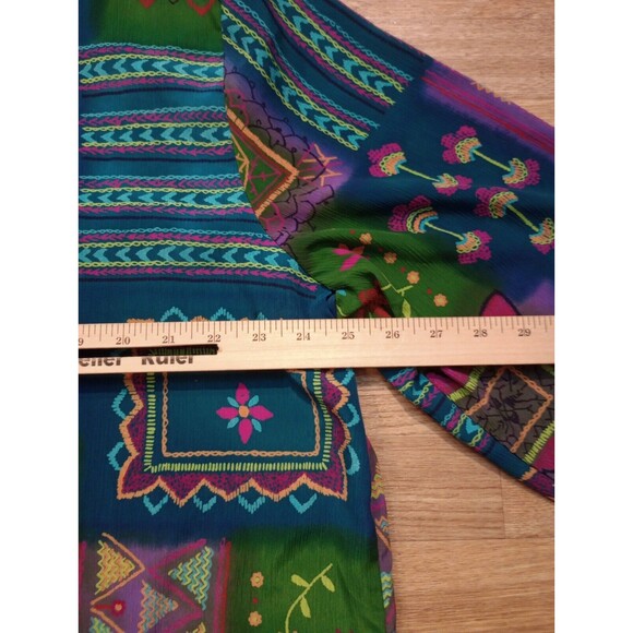 VINTAGE Maggie Sweet Blouse Top Womens 2X Button Up Floral Tapestry Long Sleeve - Picture 9 of 12